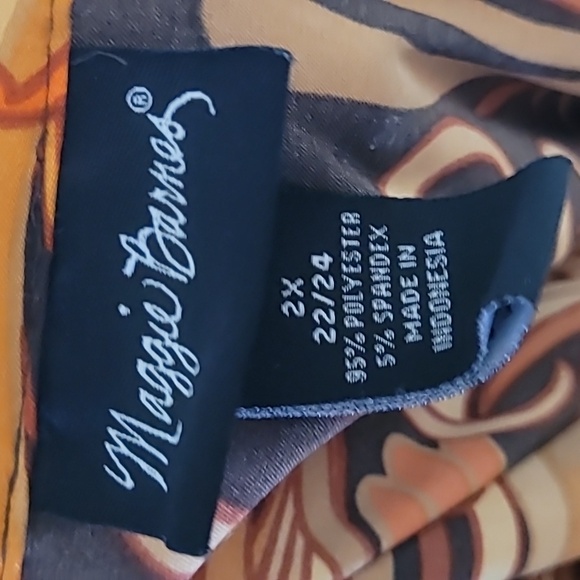 Vintage Maggie Barnes Print Bohemian Button Front Collared Blouse Should… - Picture 4 of 7